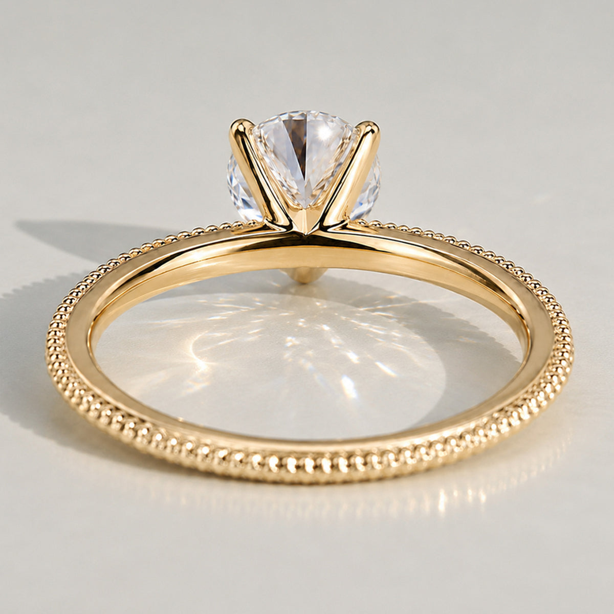 Solitaire Vintage Design Round Cut Lab Grown Diamond Tulip Basket Pave Shank Polished Milgrain Engagement Rings With Accent Diamonds #MCERL0014