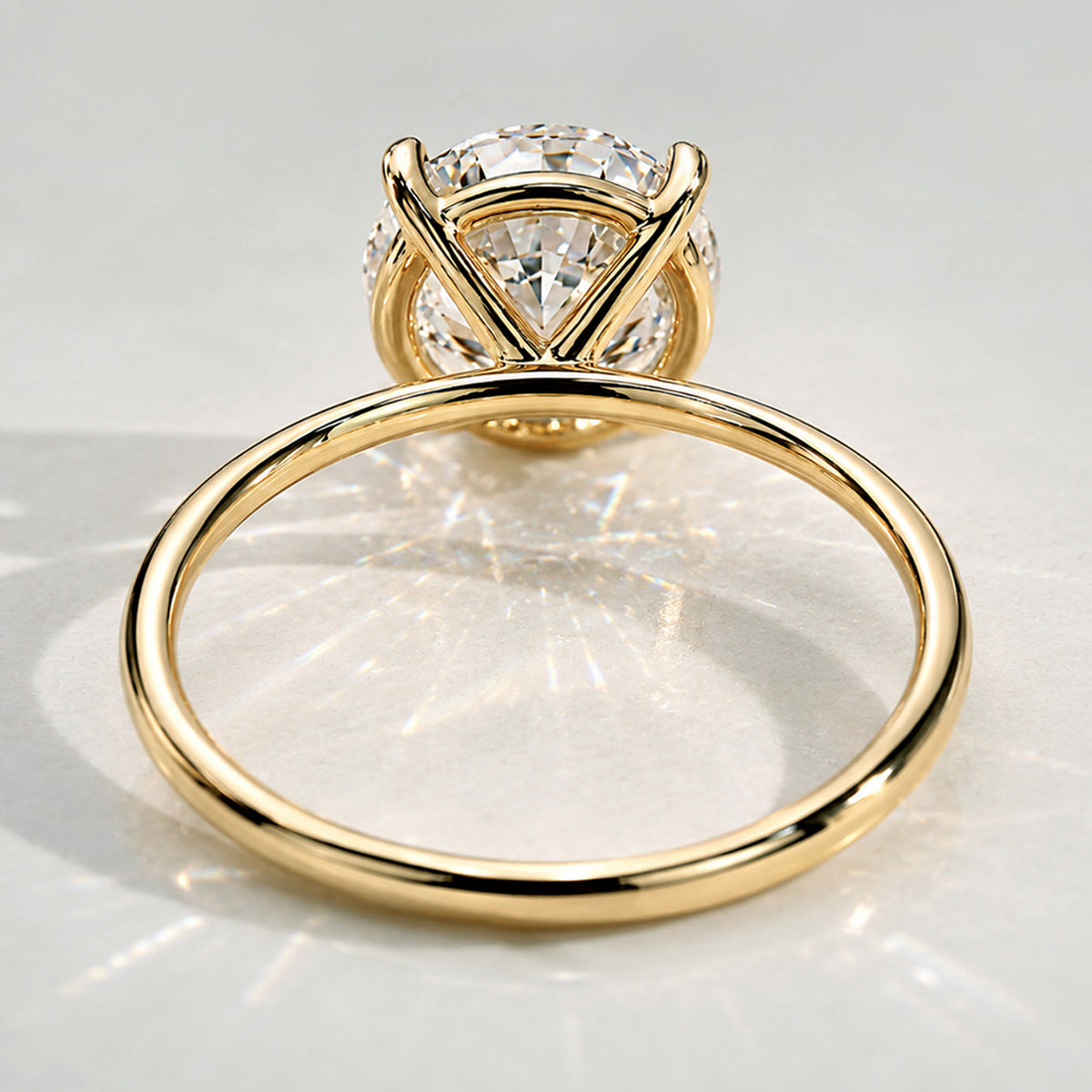 Solitaire Minimalist Modern Design Round Cut Lab Grown Diamond Standard Basket Knife Edge Shank Polished Engagement Rings #MCERL0016