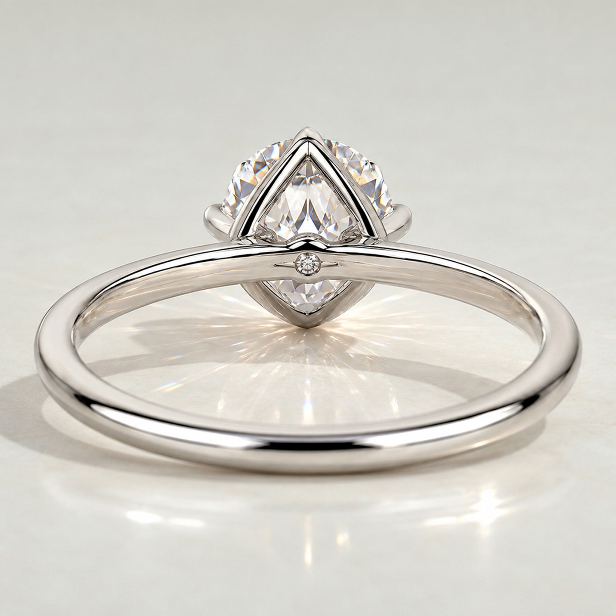 Solitaire Minimalist Modern Design Round Cut Lab Grown Diamond Tulip Basket Knife Edge Shank Polished Engagement Rings #MCERL0017