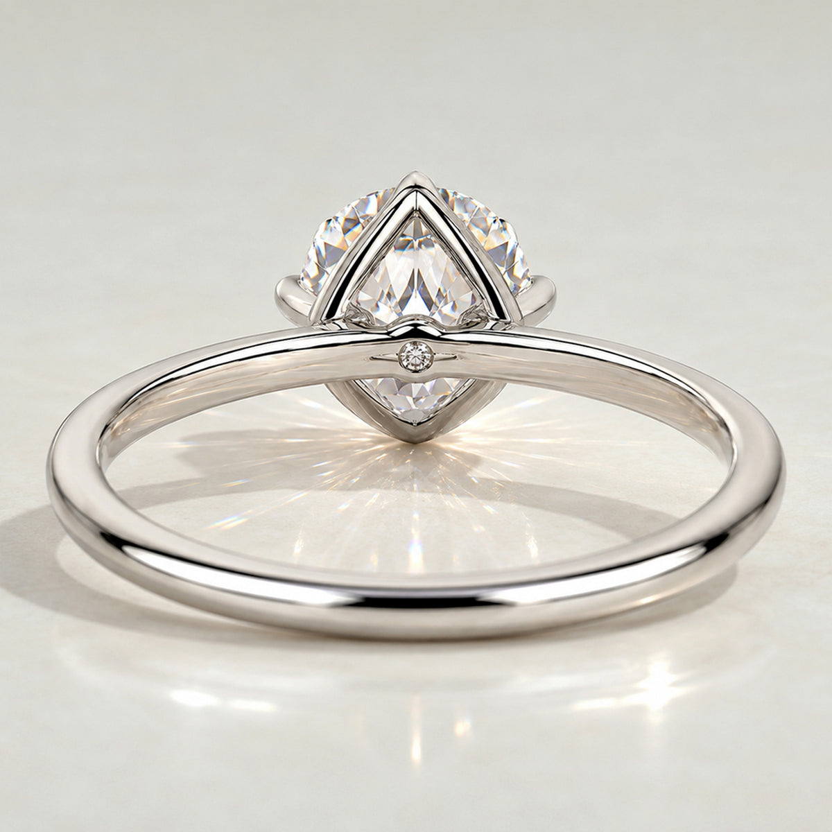 Solitaire Minimalist Modern Design Round Cut Lab Grown Diamond Tulip Basket Knife Edge Shank Polished Engagement Rings #MCERL0017