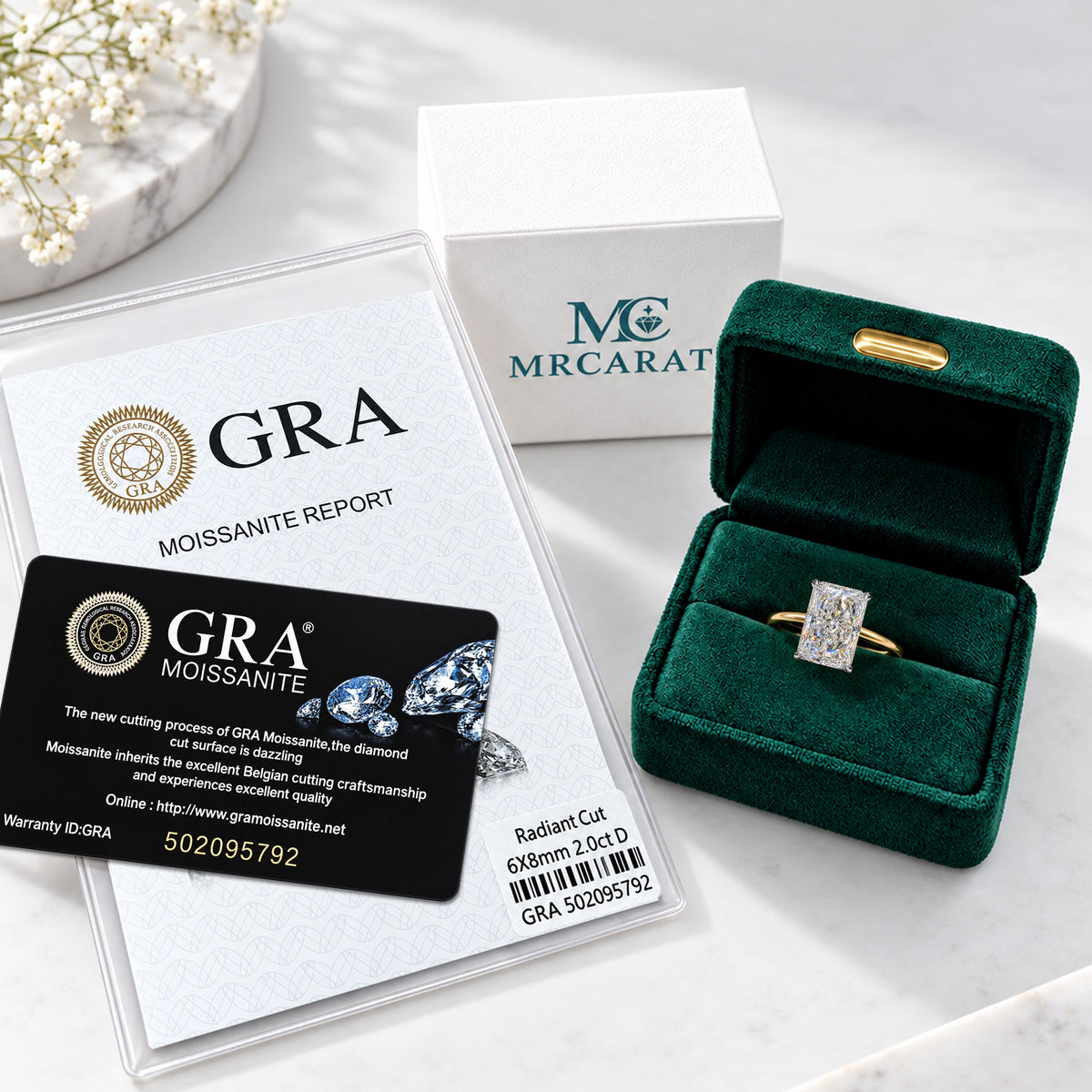 Moissanite Diamond Radiant Cut Engagement Rings