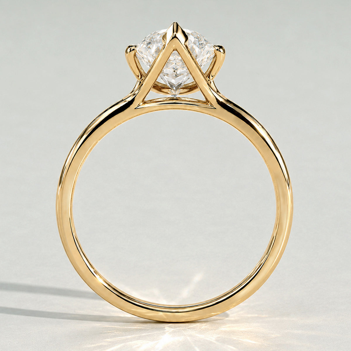 Solitaire Minimalist Design Pear Cut Lab Grown Diamond Trellis Basket Polished Engagement Ring #MCERL0024