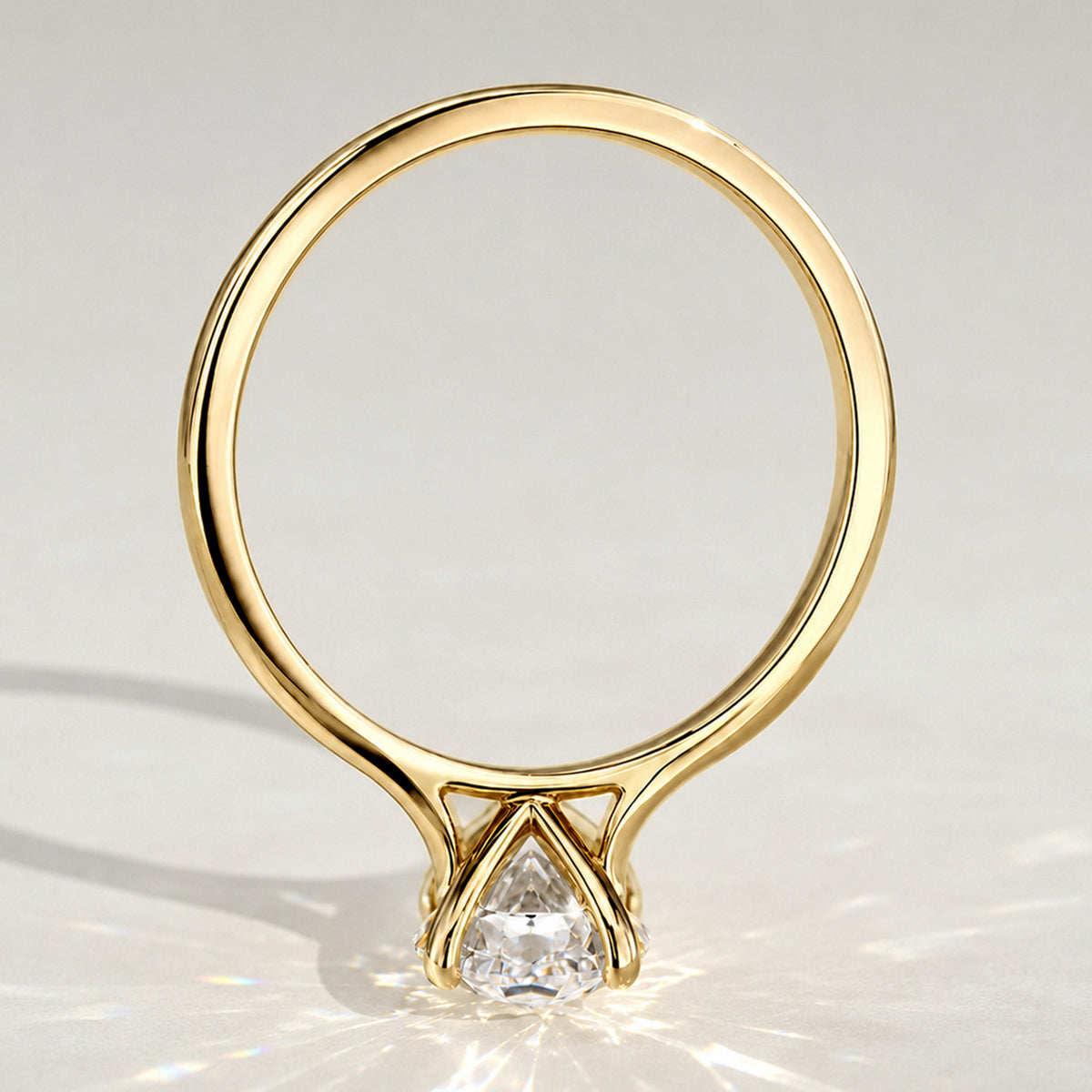 Solitaire Minimalist Design Oval Cut Lab Grown Diamond Cathedral Basket Tapered Shank Polished Engagement Rings #MCERL0034