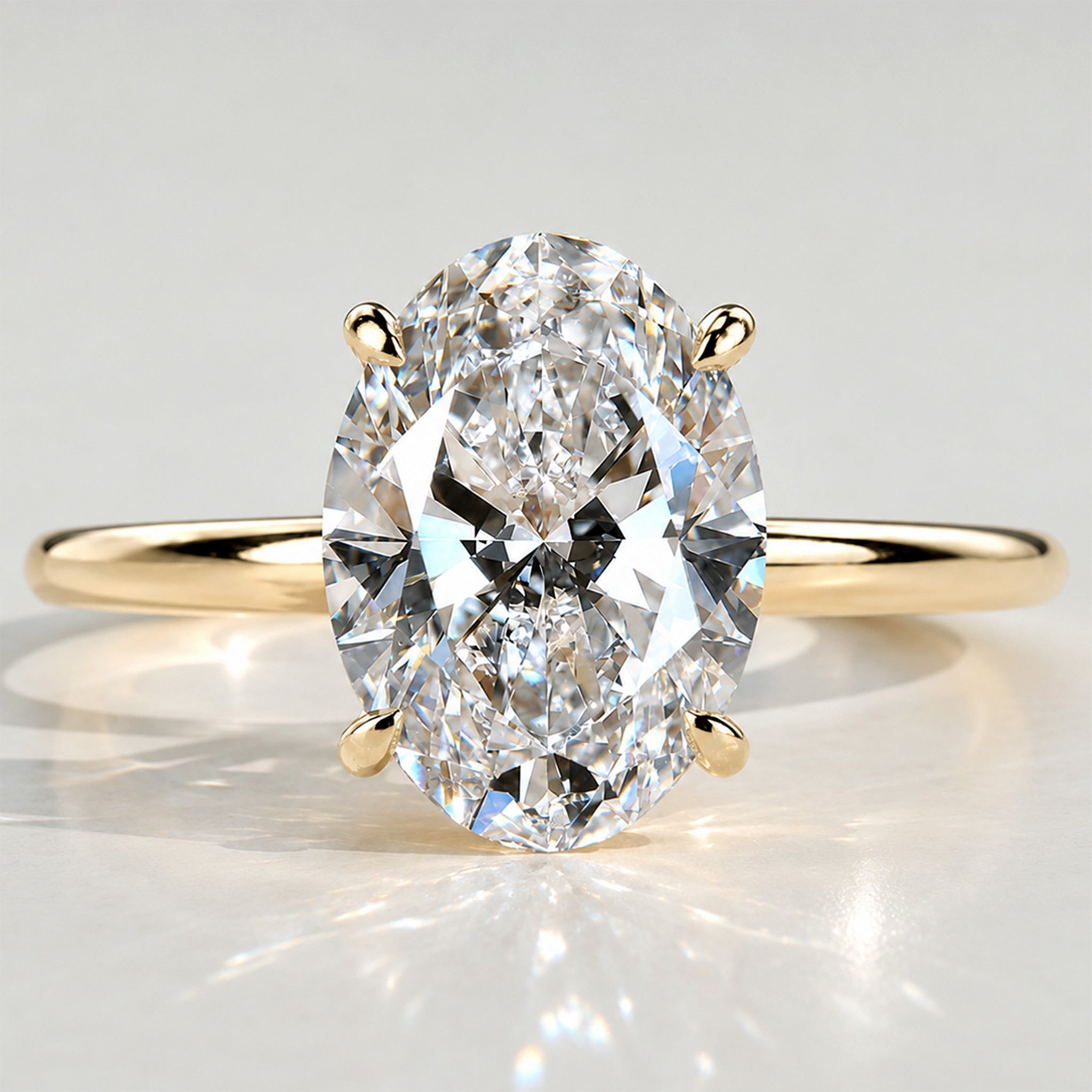 Solitaire Minimalist Design Oval Cut Lab Grown Diamond Engagement Ring #MCERL0035