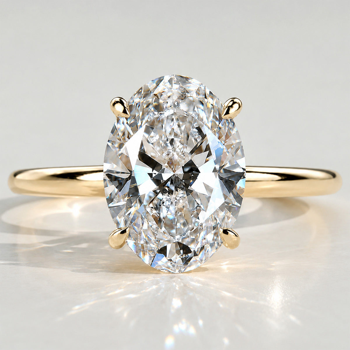 Solitaire Minimalist Design Oval Cut Lab Grown Diamond Engagement Ring #MCERL0035