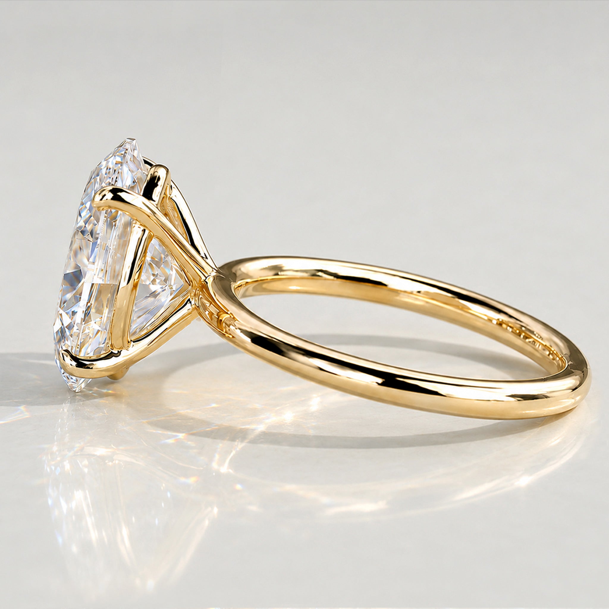 Solitaire Minimalist Design Oval Cut Lab Grown Diamond Engagement Ring #MCERL0035