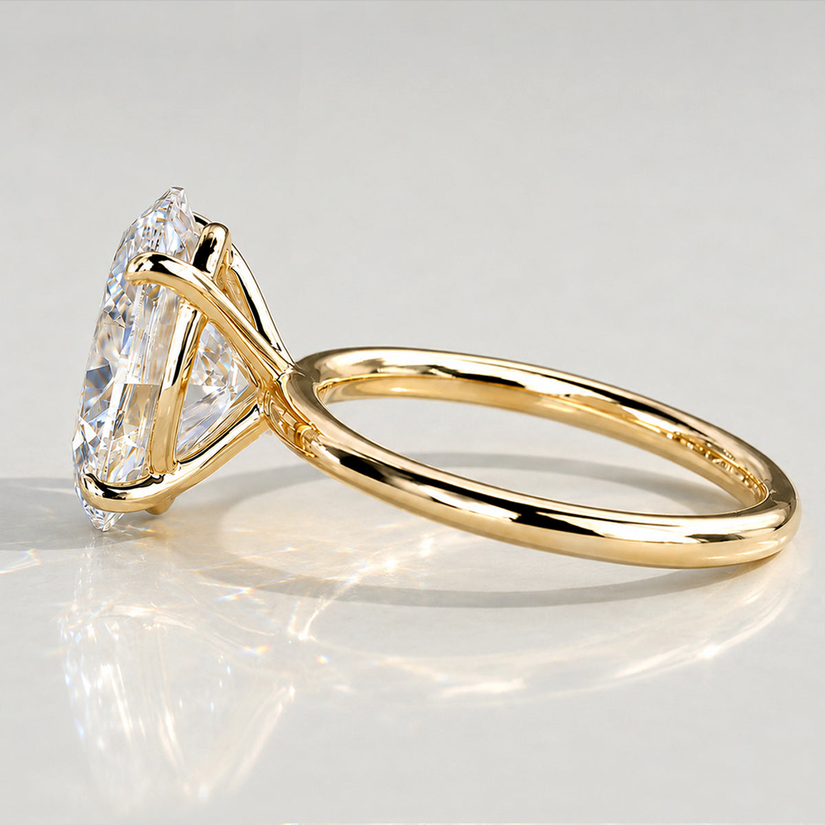 Solitaire Minimalist Design Oval Cut Lab Grown Diamond Engagement Ring #MCERL0035