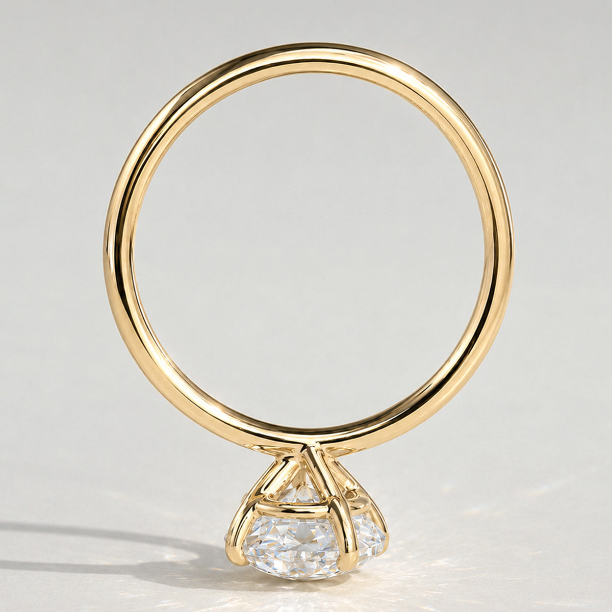Solitaire Minimalist Modern Design Oval Cut Lab Grown Diamond Standard Basket Polished Engagement Ring #MCERL0036