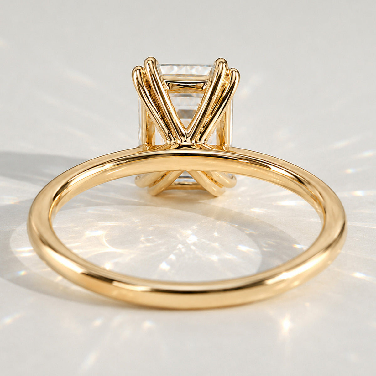 Solitaire Minimalist Design Emerald Cut Lab Grown Diamond Engagement Rings #MCERL0003