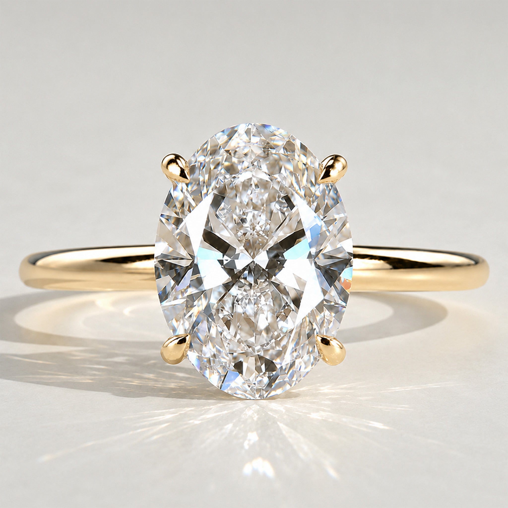 Classic Oval Cut Lab Grown Diamond Hidden Halo Basket Polished Engagement Ring With Round Cut Accent Stones#MCERL0049