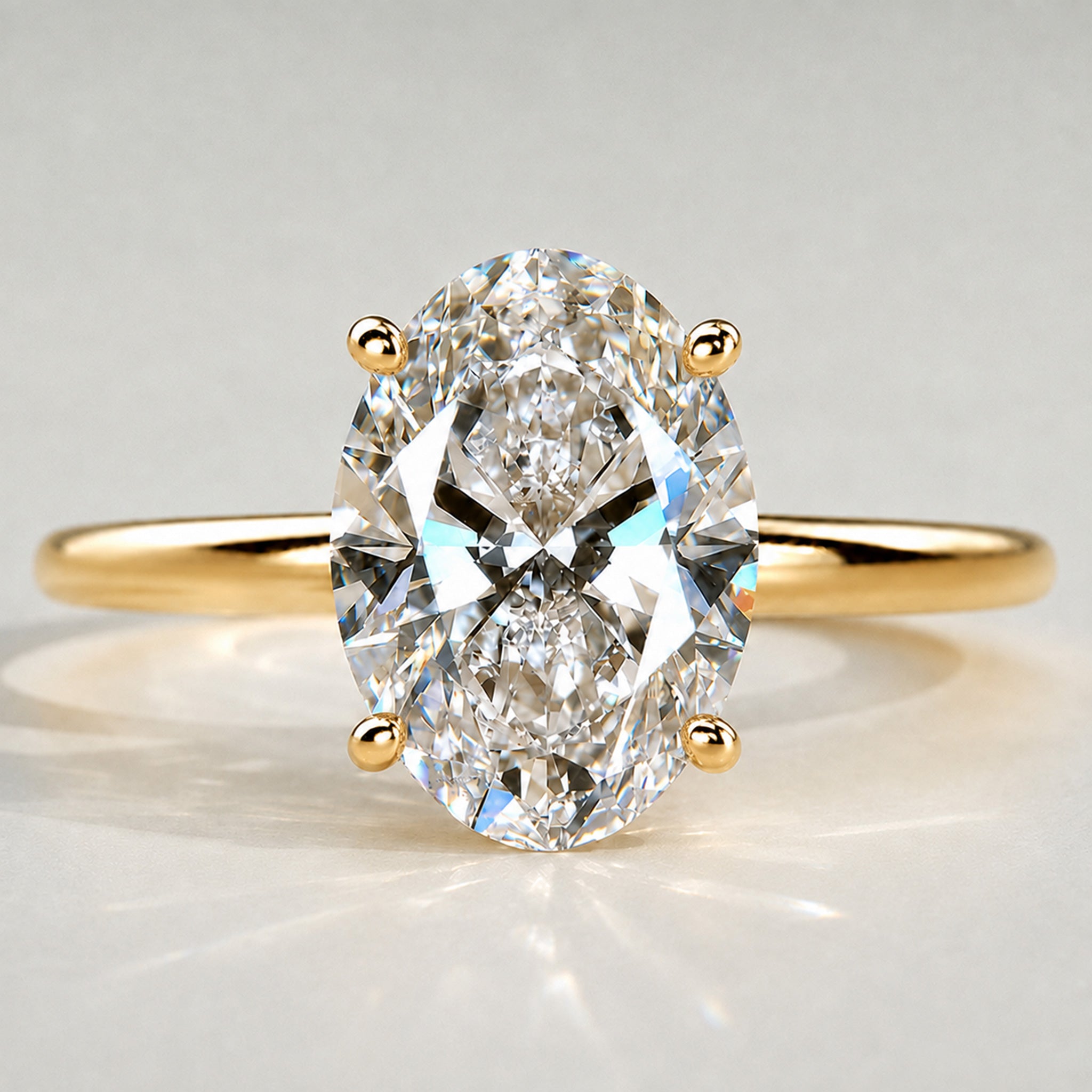 Classic Hidden Halo Design Oval Cut Lab Grown Diamond Polished Engagement Rings With Round Cut Accent Stones #MCERL0050
