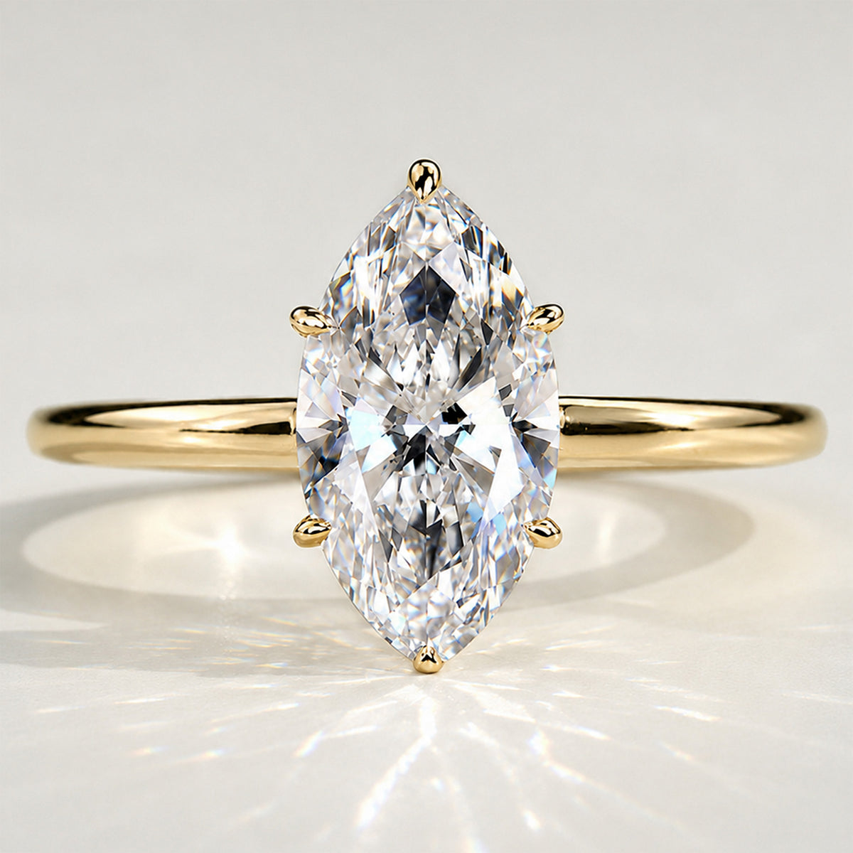 Hidden Halo Modern Design Marquise Cut Lab Grown Diamond Polished Engagement Ring With Round Cut Accent Stones #MCERL0051