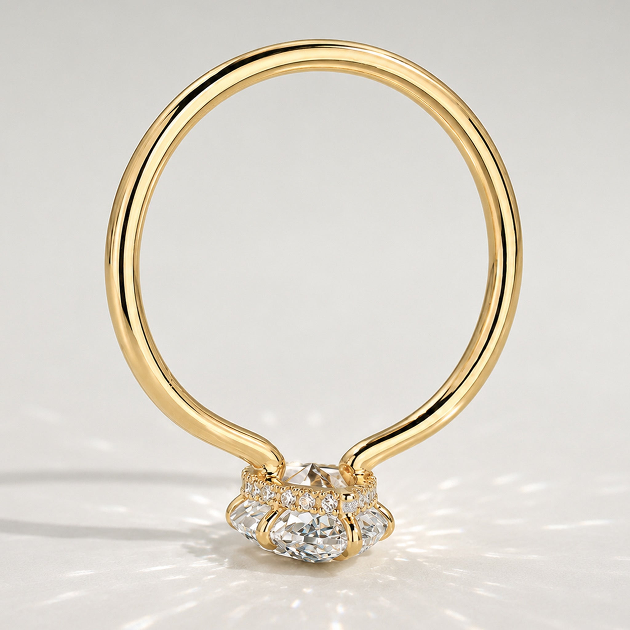 Hidden Halo Modern Design Marquise Cut Lab Grown Diamond Polished Engagement Ring With Round Cut Accent Stones #MCERL0051