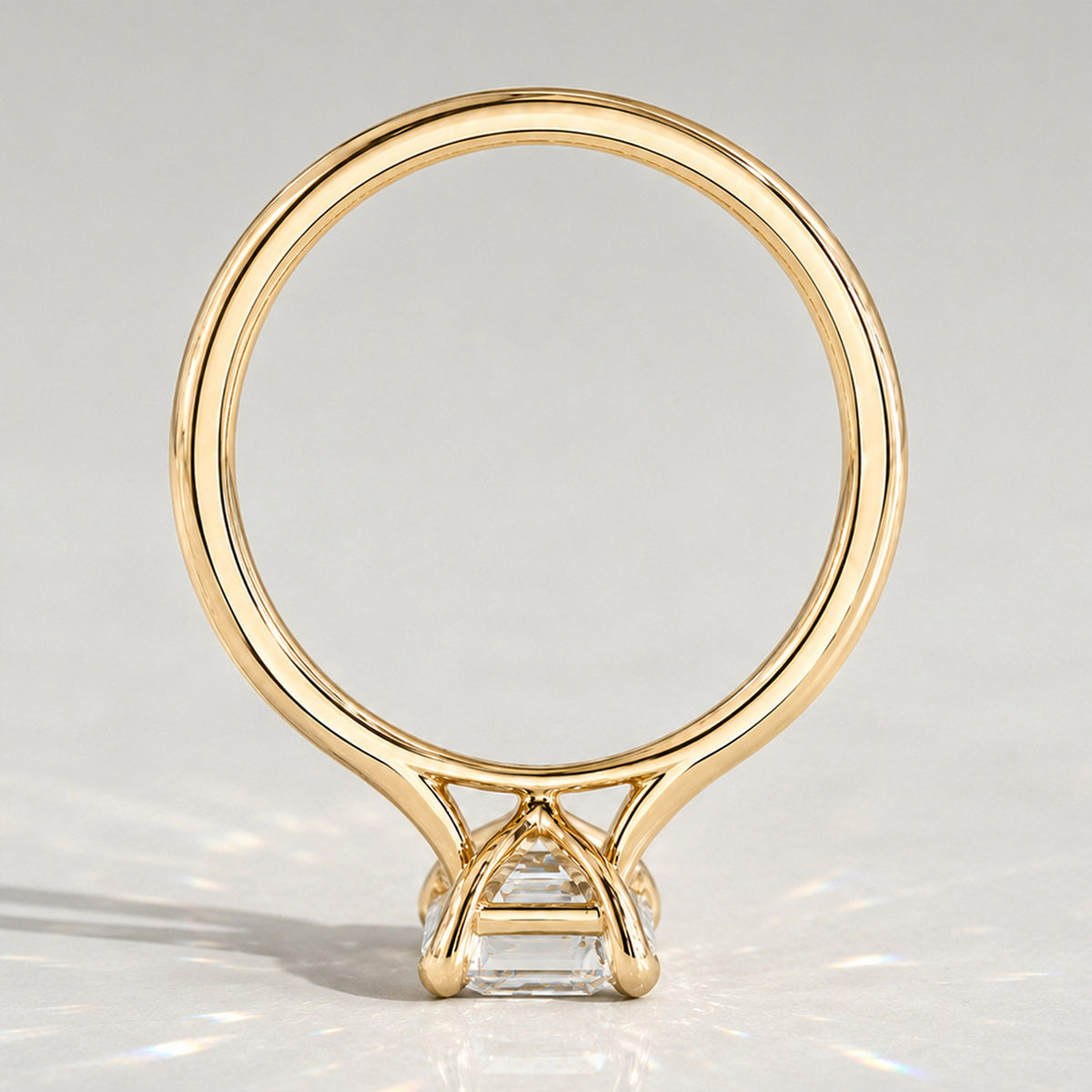 Solitaire Minimalist Design Emerald Cut Lab Grown Diamond Tapered Engagement Rings #MCERL0004