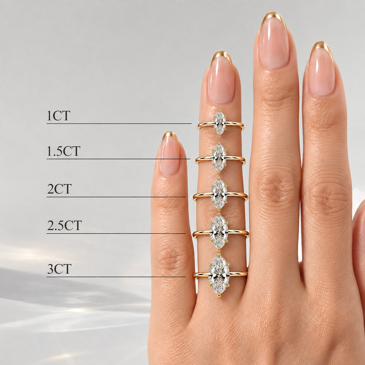 LAB Marquise Cut Engagement Rings