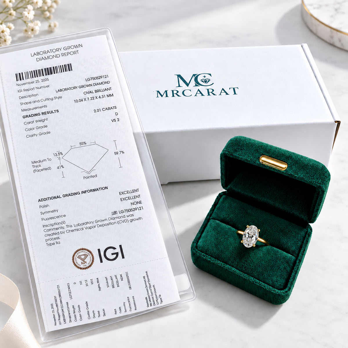 LAB Oval Cut Engagement Rings