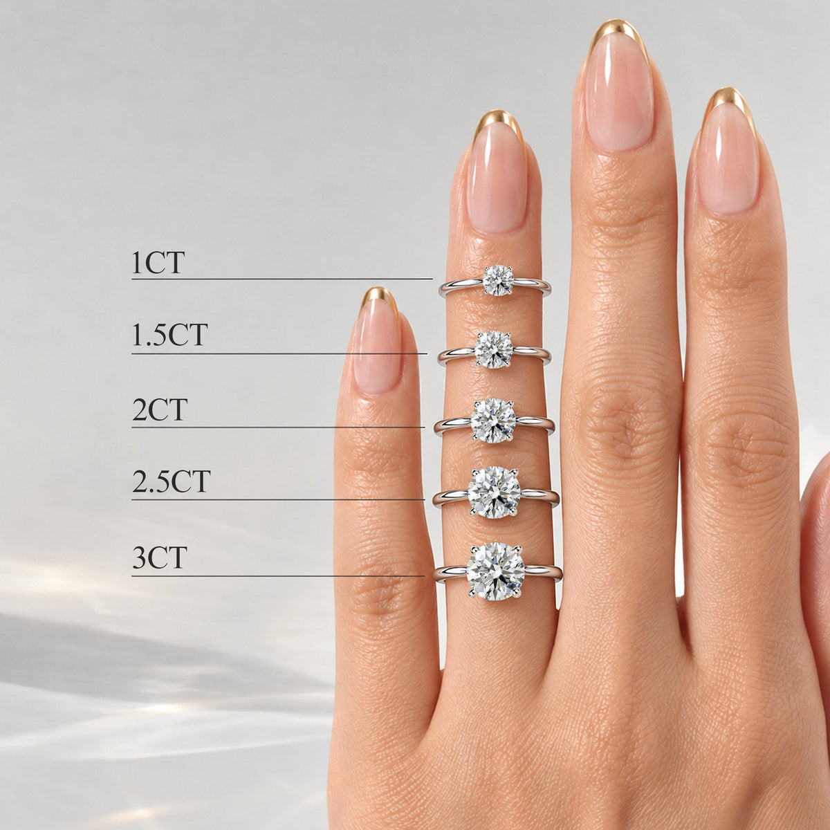 LAB Round Cut Engagement Rings
