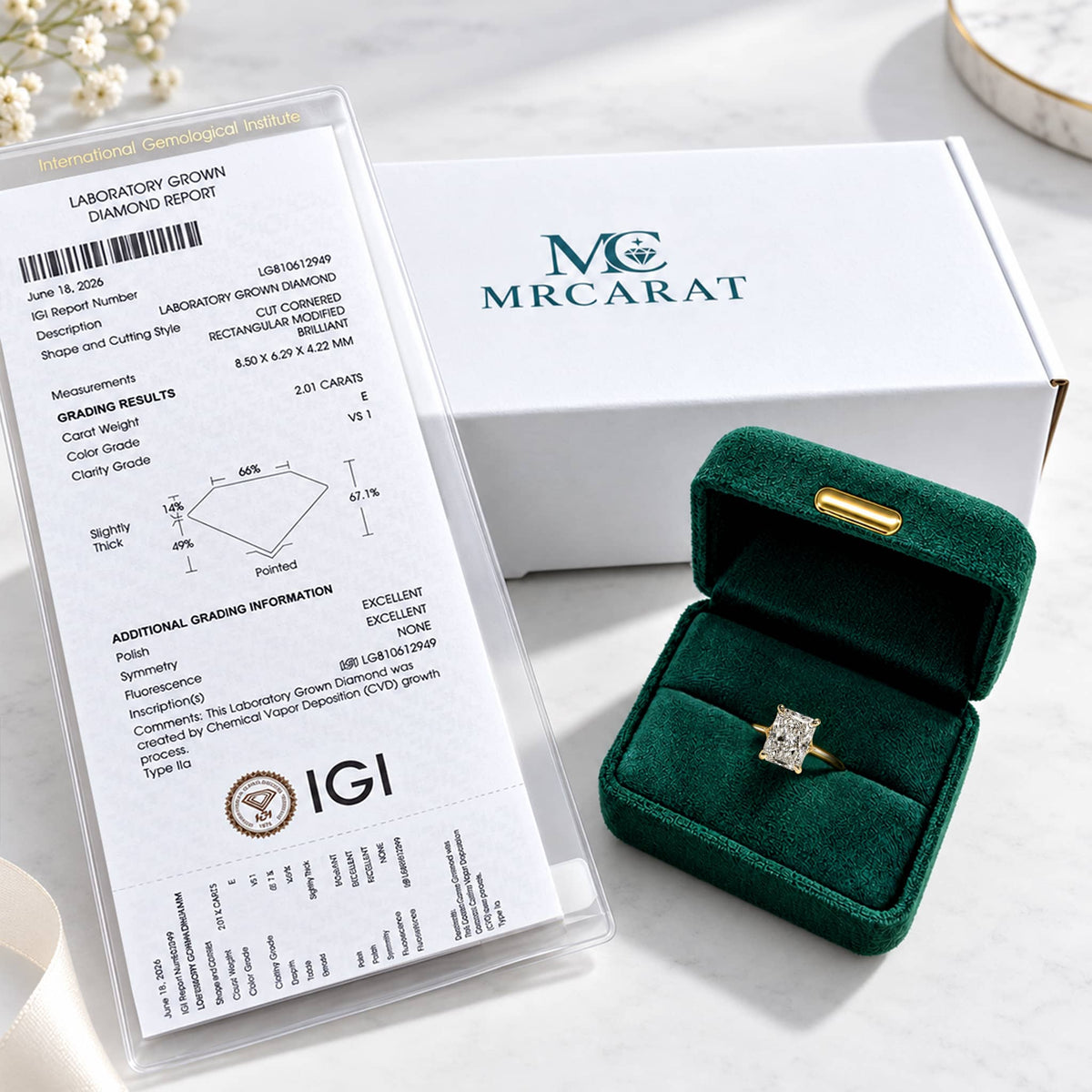 LAB Radiant Cut Engagement Rings