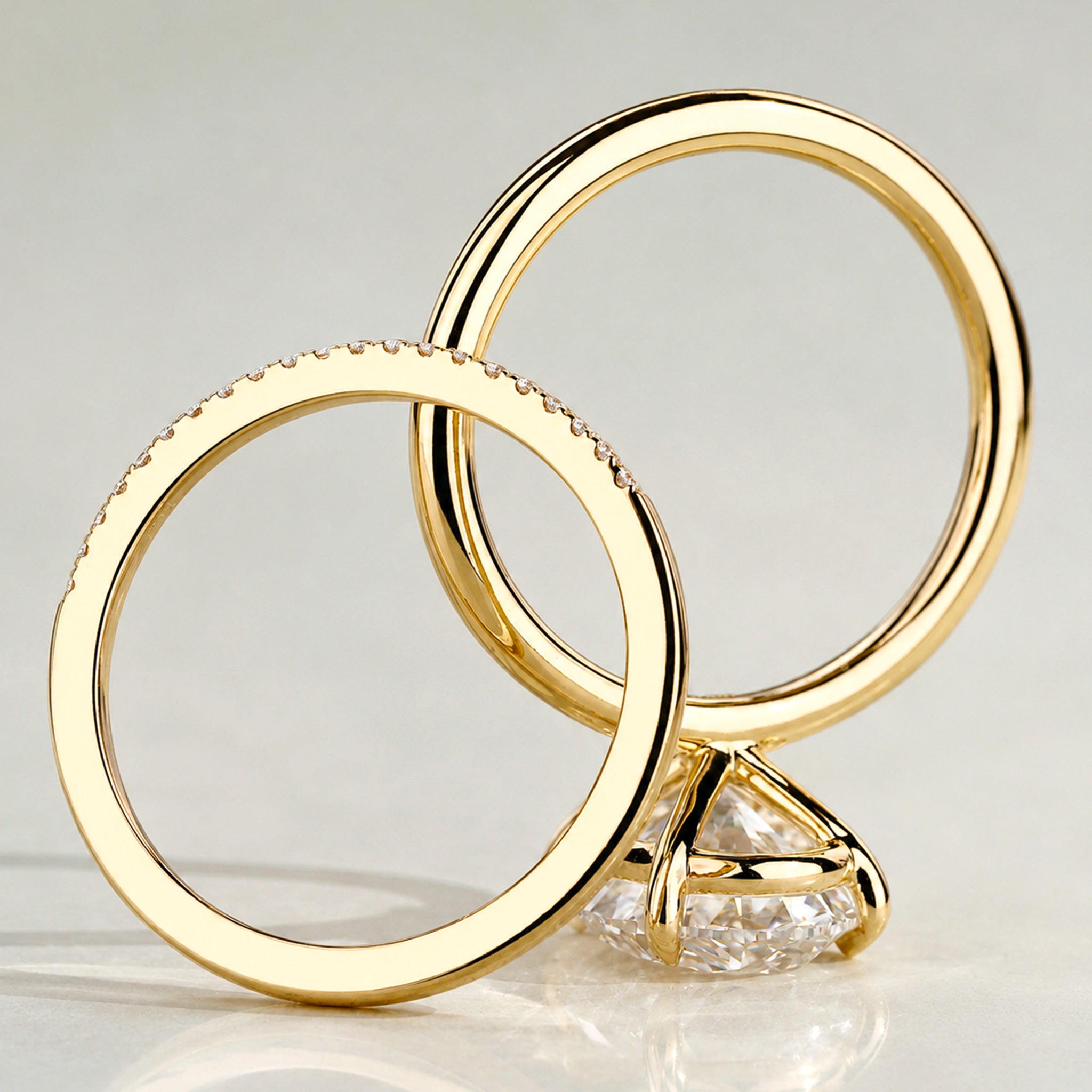 Classic Design Oval Cut Lab Grown Diamond Center Stone Bridal Set With Half Pave Band #MCBSL0023