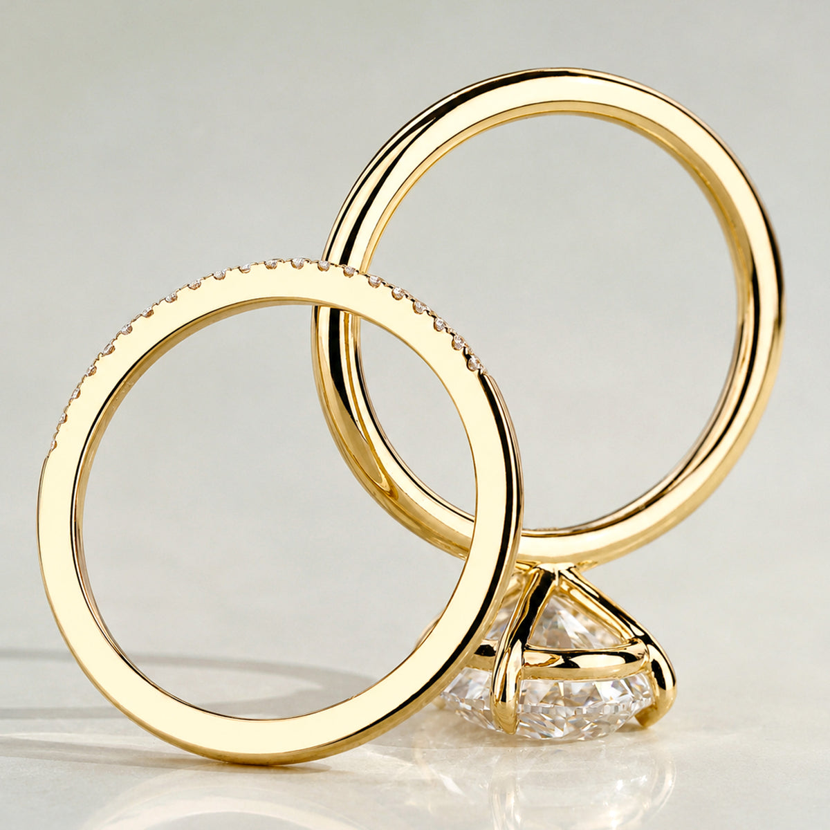Classic Design Oval Cut Lab Grown Diamond Center Stone Bridal Set With Half Pave Band #MCBSL0023