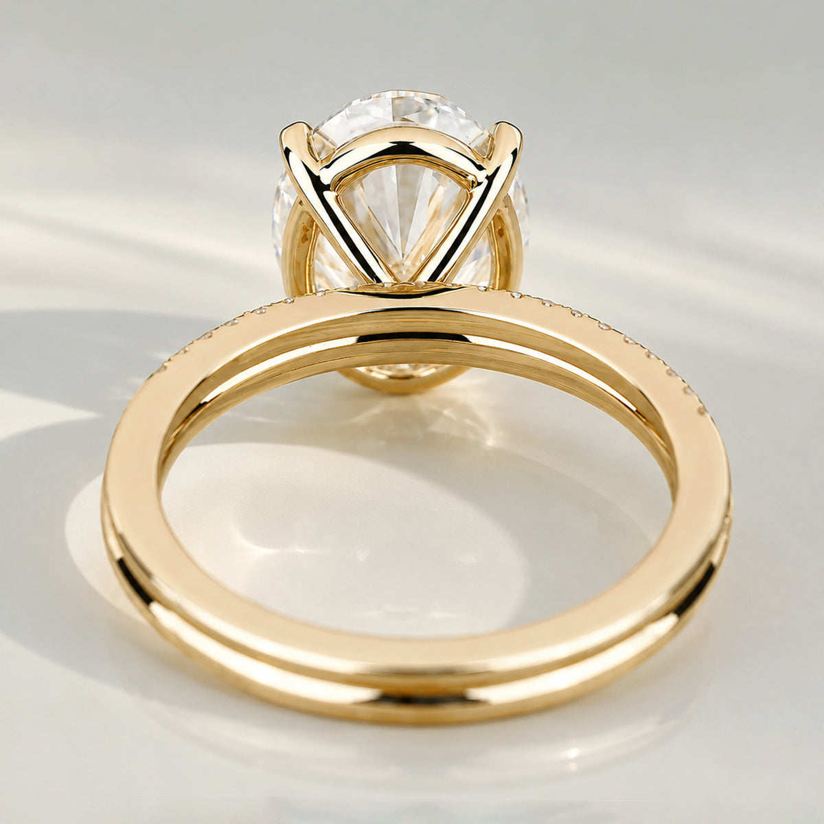 Classic Design Oval Cut Lab Grown Diamond Center Stone Bridal Set With Half Pave Band #MCBSL0023