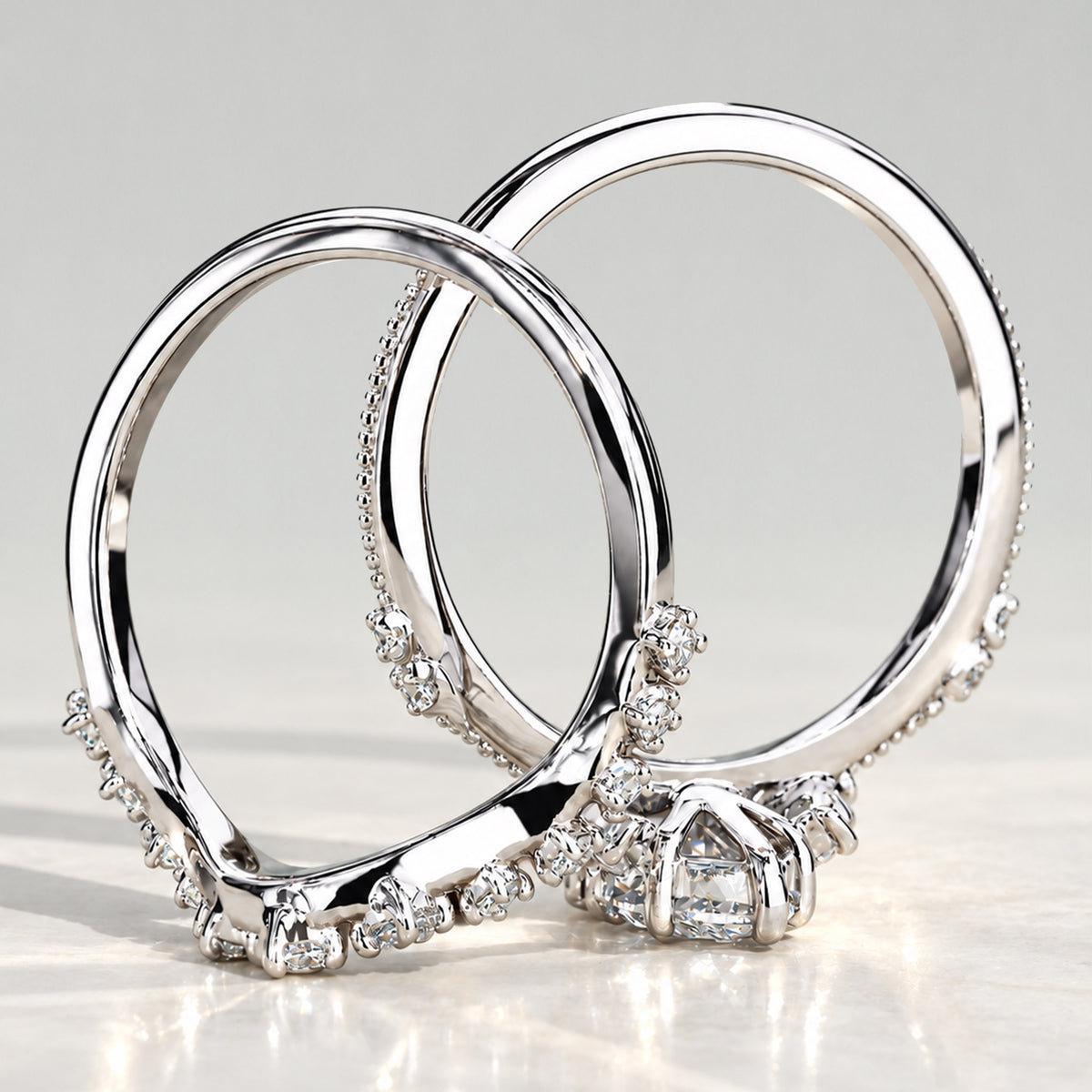 Halo Art Deco Design Marquise Cut Lab Grown Diamond Milgrain Engraved Bridal Set With Round Cut Stones Half Pave Curved Band #MCBSL0030