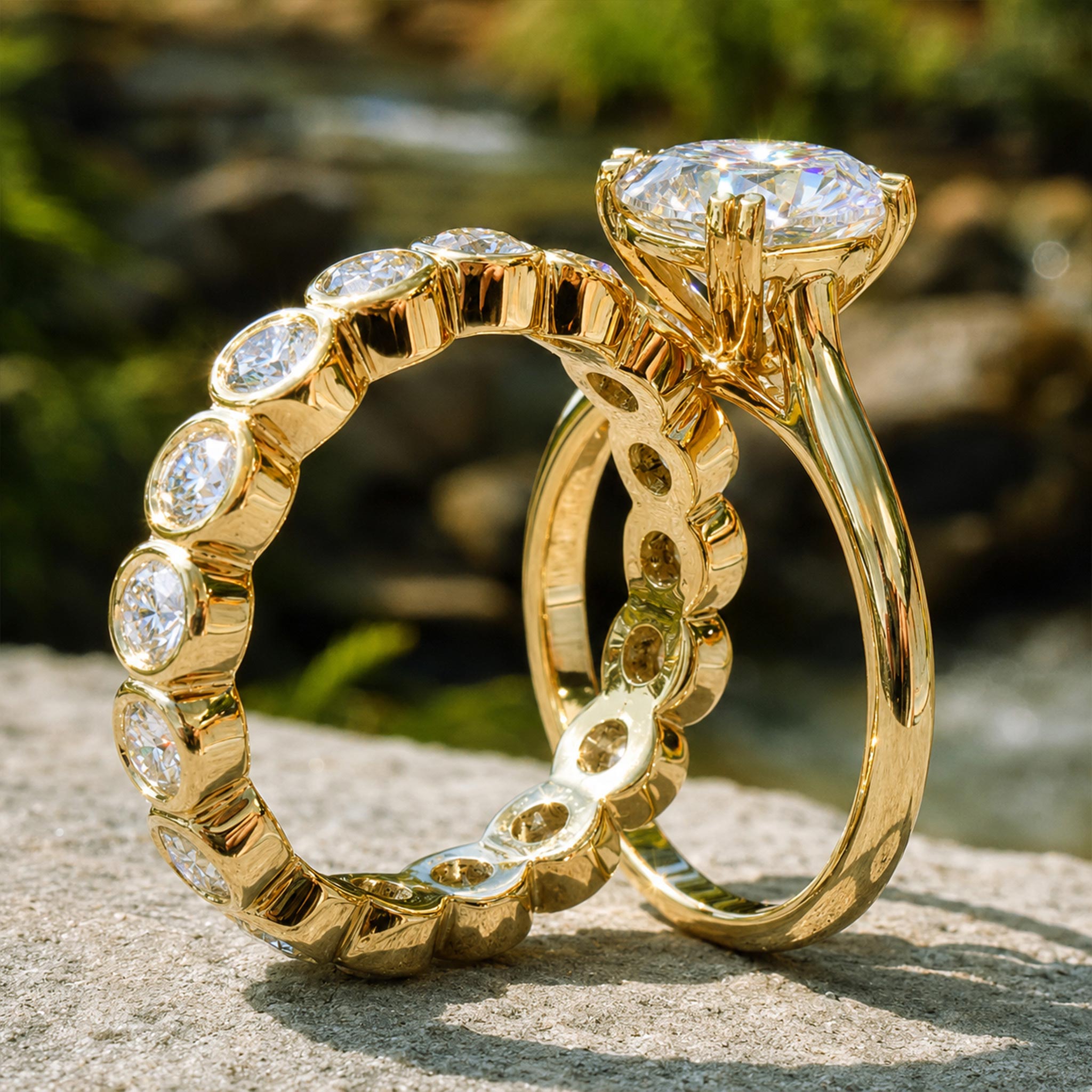 Classic Design Cushion Cut Moissanite Center Stone Cathedral Basket Bridal Set With Pave Moissanite Band #MCBSM0009