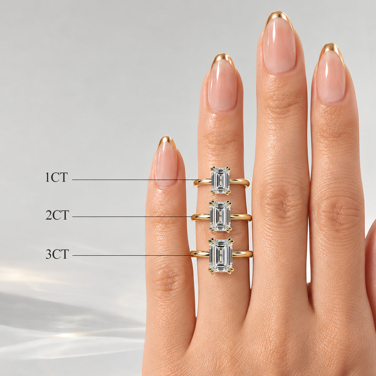 Solitaire Minimalist Design Emerald Cut Lab Grown Diamond Engagement Rings #MCERL0003
