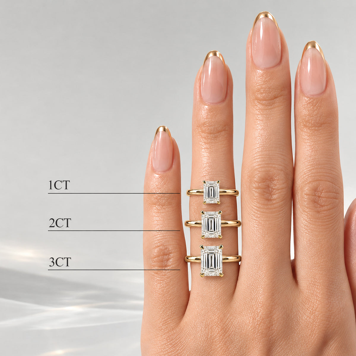 Solitaire Minimalist Design Emerald Cut Lab Grown Diamond Tapered Engagement Rings #MCERL0004