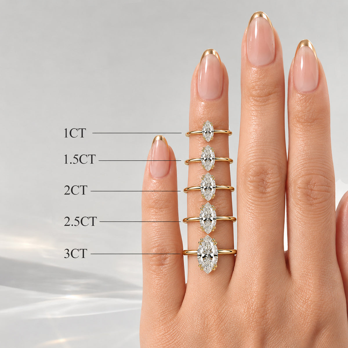 Solitaire Modern Minimalist Design Marquise Cut Lab Grown Diamond Standard Basket Knife Edge Shank Polished Engagement Rings #MCERL0010