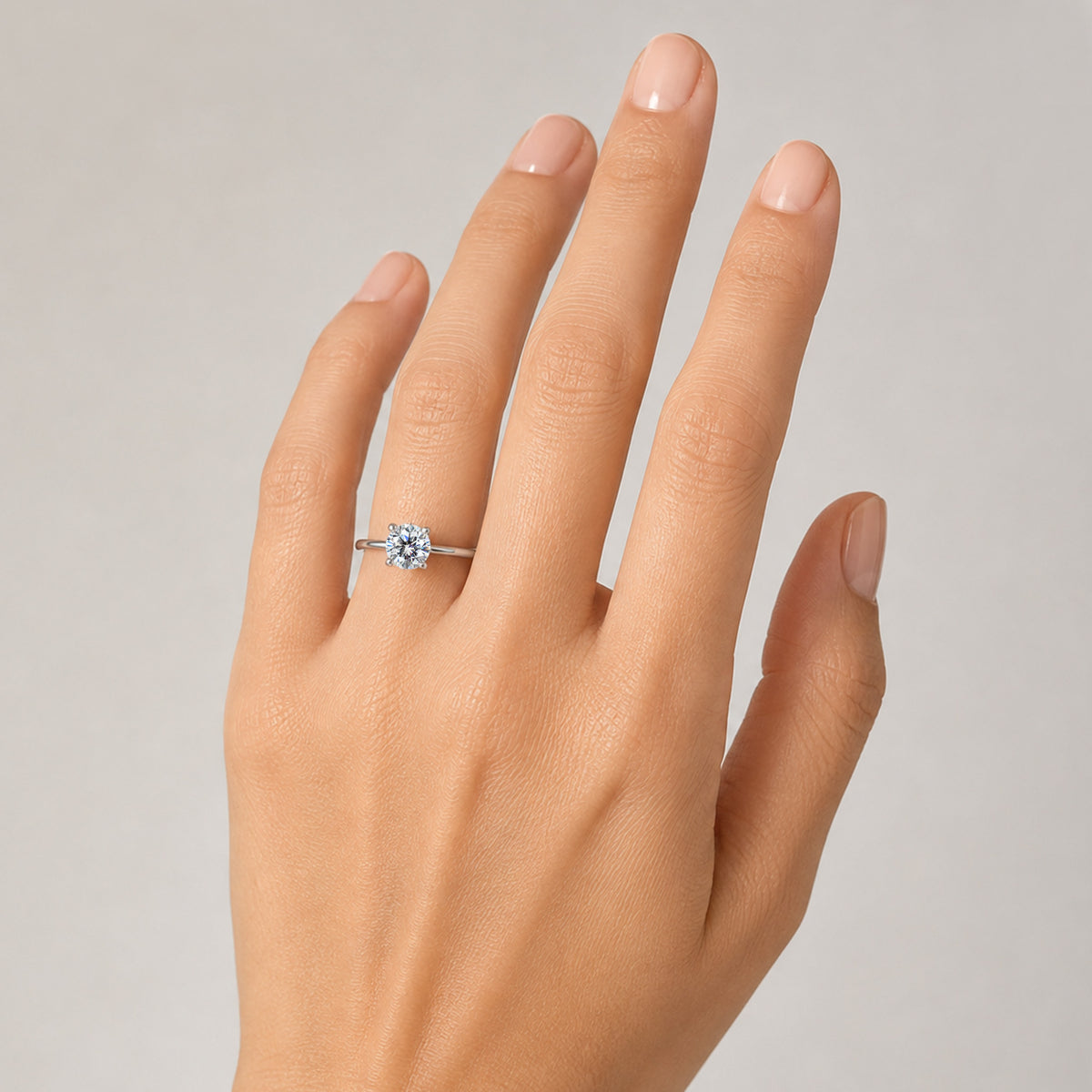 Solitaire Modern Minimalist Design Round Cut Lab Grown Diamond Tulip Basket Knife Edge Shank Polished Engagement Rings #MCERL0013