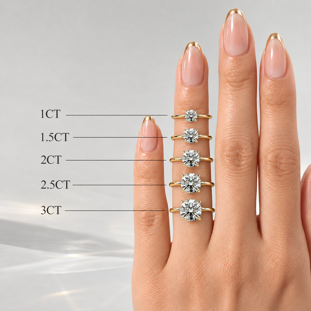 Solitaire Minimalist Modern Design Round Cut Lab Grown Diamond Standard Basket Knife Edge Shank Polished Engagement Rings #MCERL0016