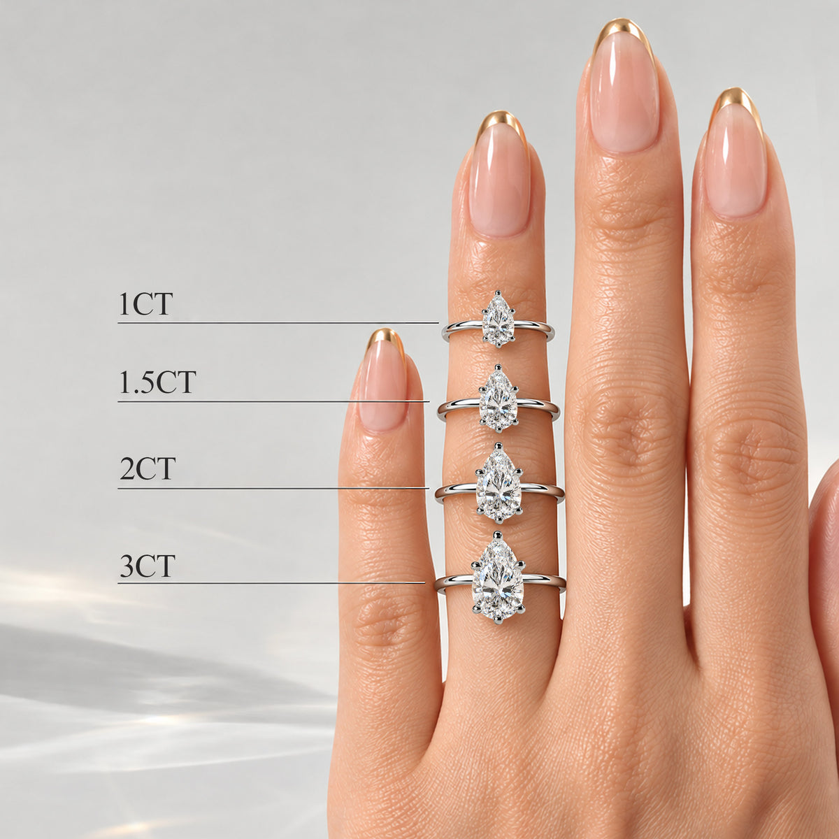 Solitaire Modern Minimalist Design Pear Cut Lab Grown Diamond Standard Basket Knife Edge Shank Polished Engagement Ring #MCERL0023