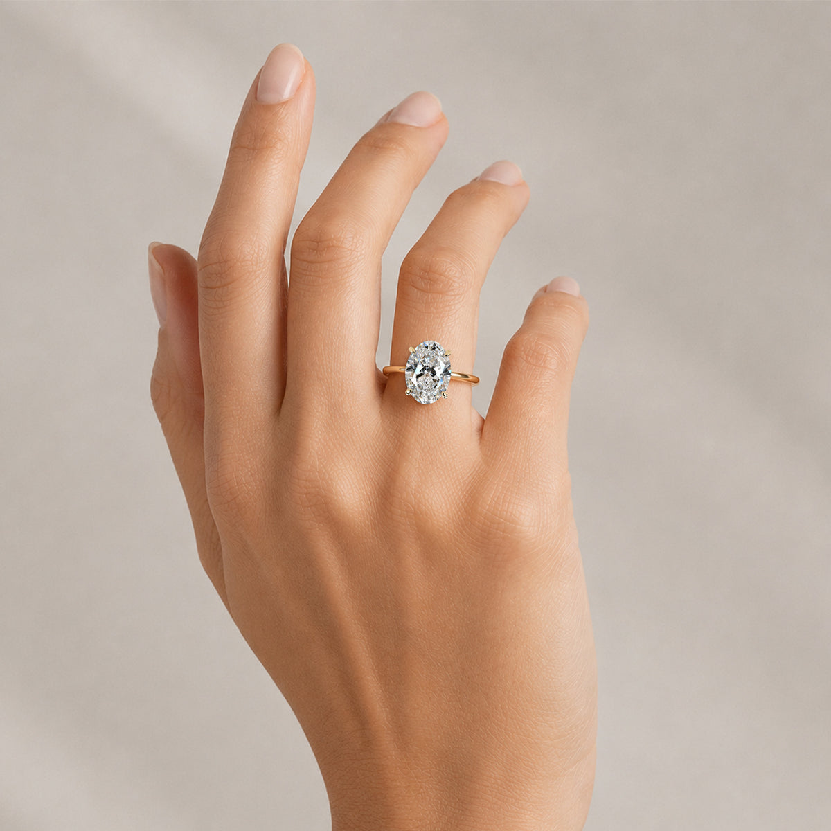 Solitaire Minimalist Design Oval Cut Lab Grown Diamond Engagement Ring #MCERL0035