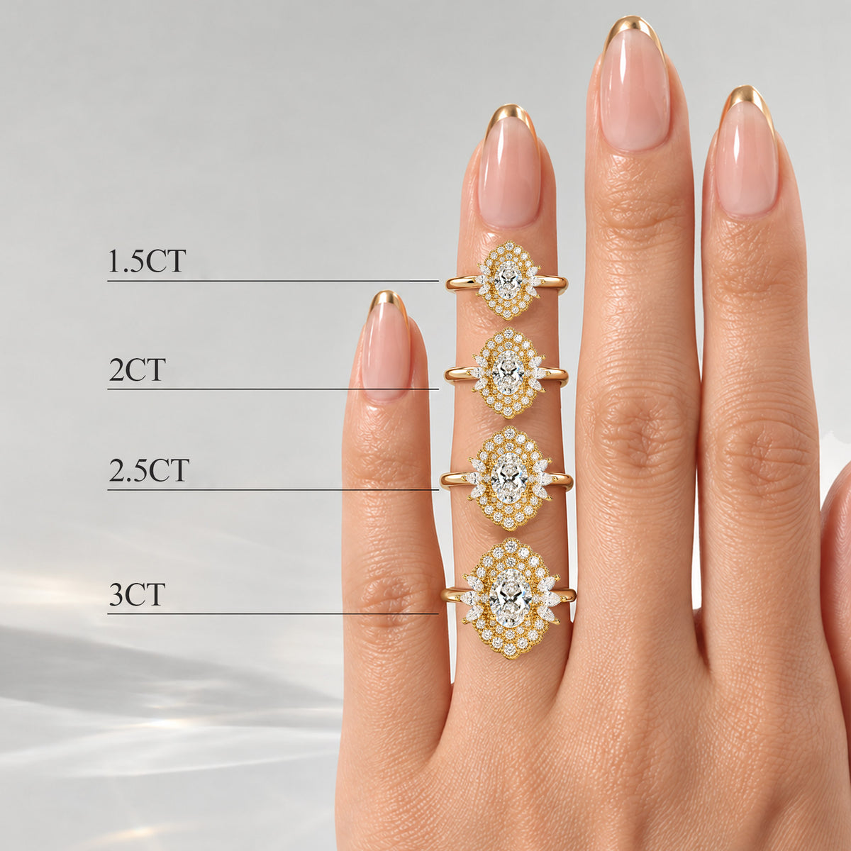 Double Halo Vintage Art Deco Design Oval Cut Lab Grown Diamond Cathedral Basket Tapered Shank Polished Engagement Ring With Round Cut And Marquise Cut Accent Stones #MCERL0038