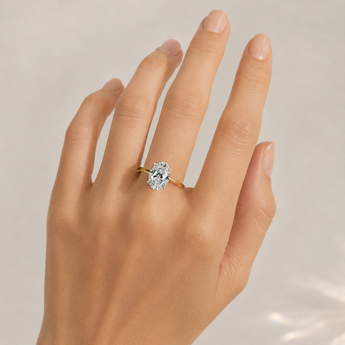 Classic Oval Cut Lab Grown Diamond Hidden Halo Basket Polished Engagement Ring With Round Cut Accent Stones#MCERL0049