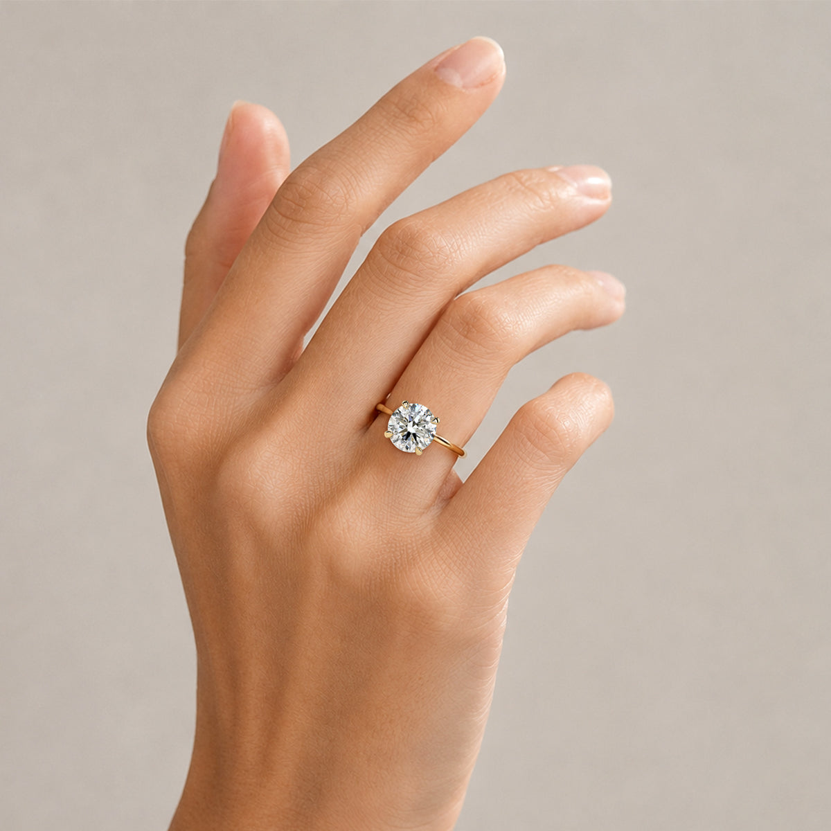 Classic Hidden Halo Design Round Cut Lab Grown Diamond Cathedral Basket Tapered Shank Polished Engagement Ring With Round Cut Accent Stones#MCERL0053
