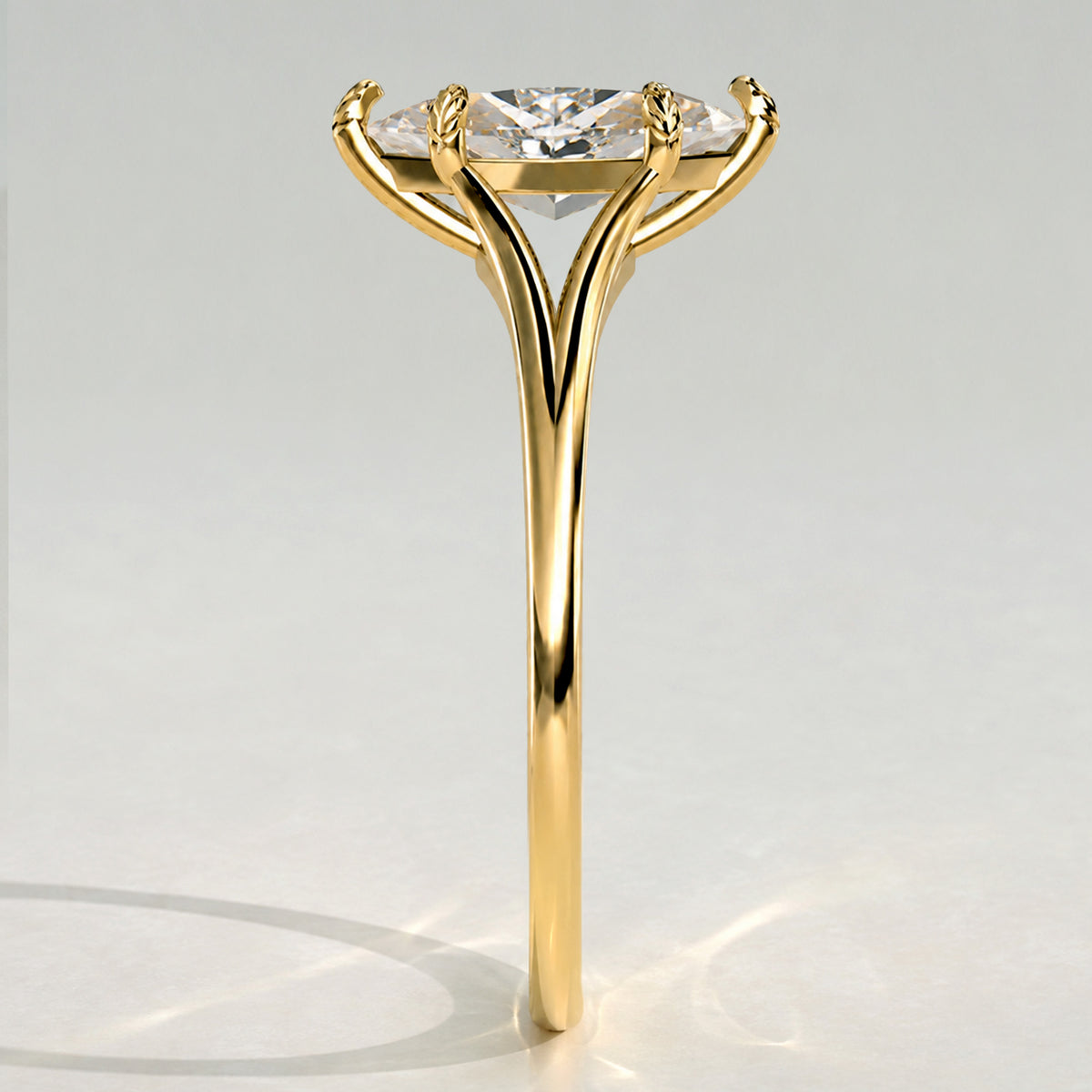 Modern Nature Inspired Design Marquise Cut Lab Grown Diamond Cathedral Basket Split Shank Polish Engagement Ring #MCERL0055