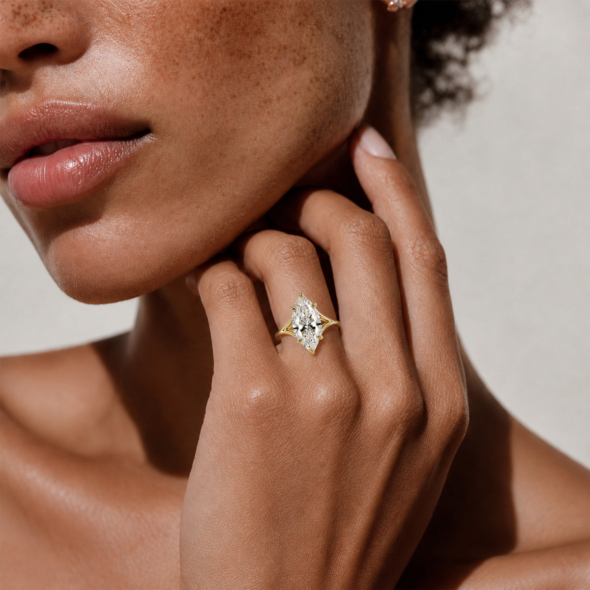 Modern Nature Inspired Design Marquise Cut Lab Grown Diamond Cathedral Basket Split Shank Polish Engagement Ring #MCERL0055