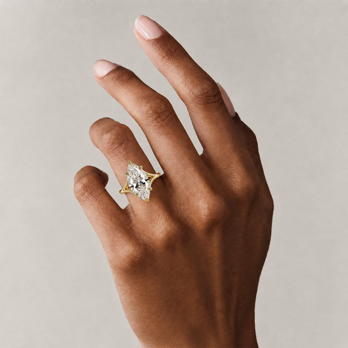 Modern Nature Inspired Design Marquise Cut Lab Grown Diamond Cathedral Basket Split Shank Polish Engagement Ring #MCERL0055