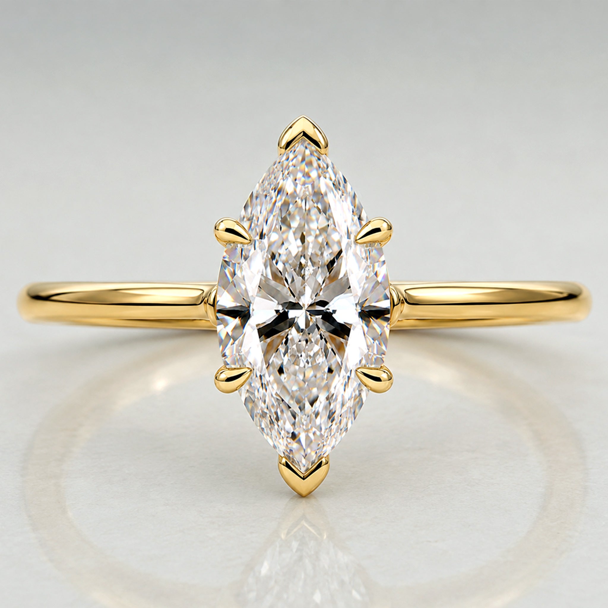 Modern Hidden Halo Design Marquise Cut Lab Grown Diamond Polished Engagement Ring With Round Cut Accent Stones#MCERL0057