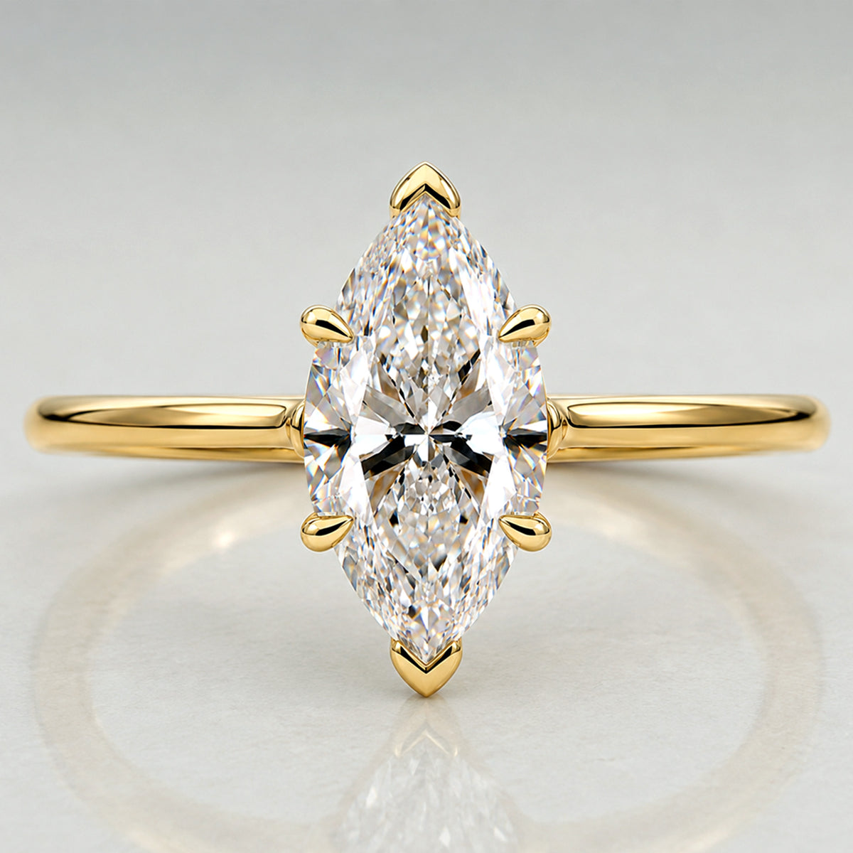 Modern Hidden Halo Design Marquise Cut Lab Grown Diamond Polished Engagement Ring With Round Cut Accent Stones#MCERL0057