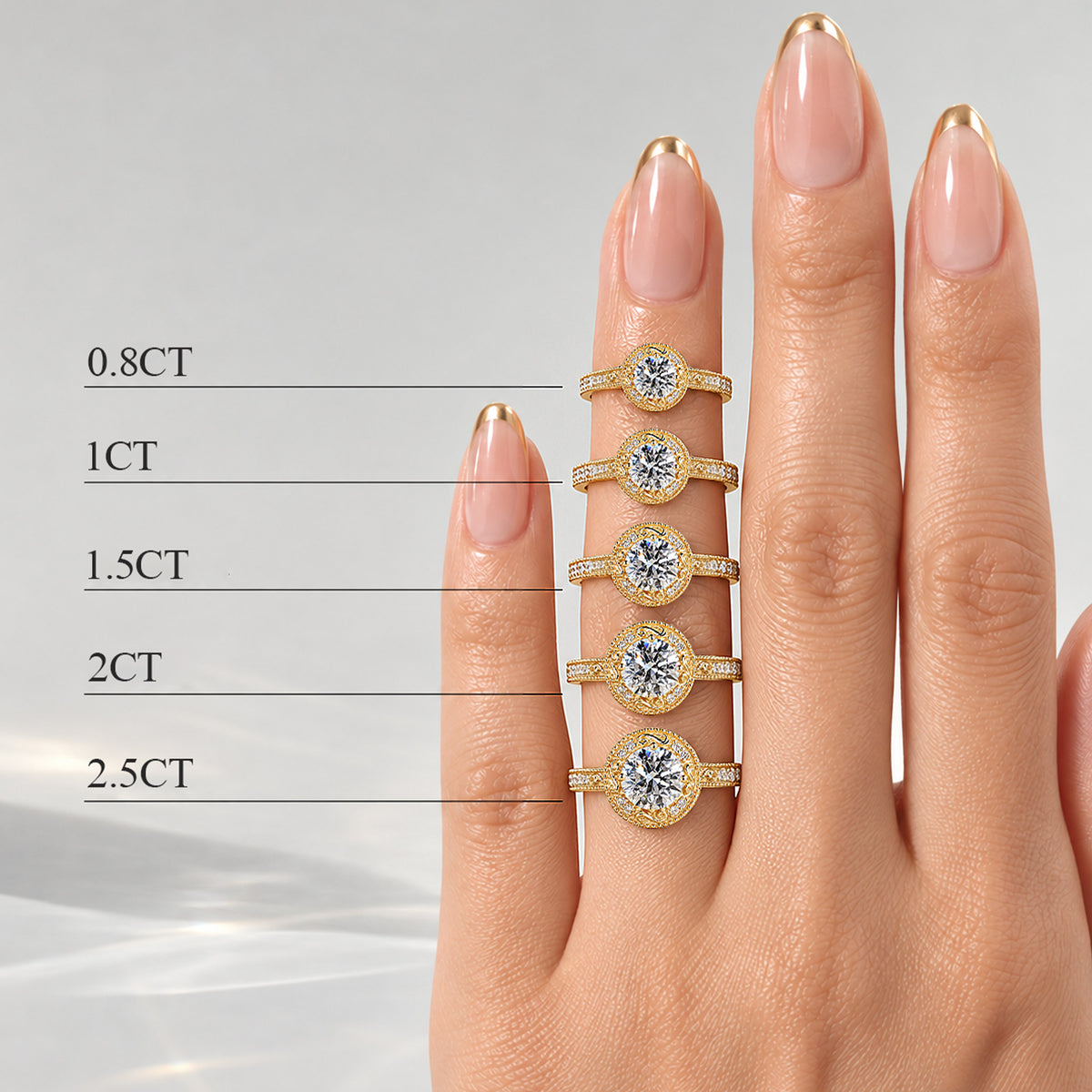 Halo Vintage Design Round Cut Lab Grown Diamond Cathedral Basket Milgrain Engraved Engagement Ring With Round Cut Accent Stones #MCERL0082