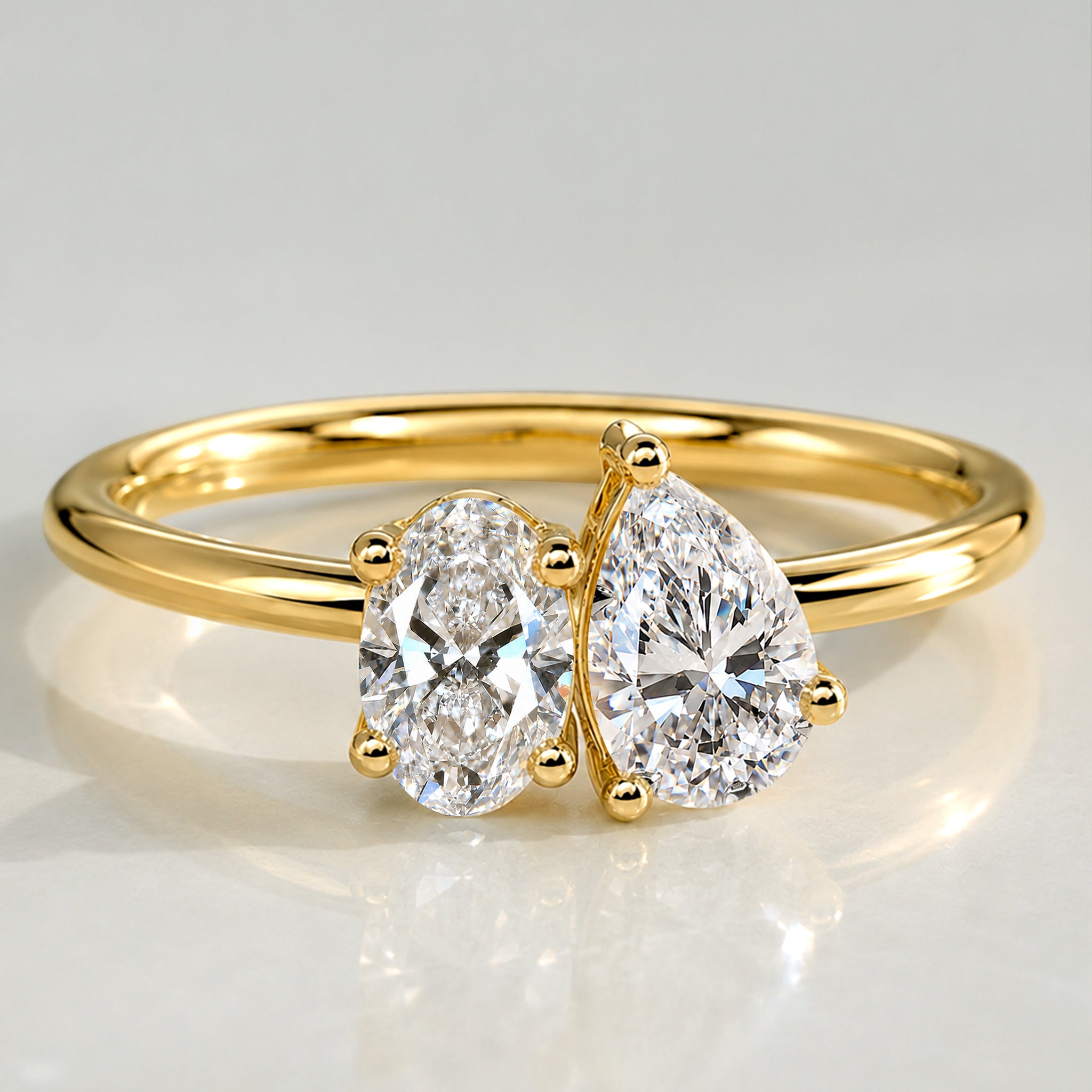 Modern Toi et Moi Design Oval Cut And Pear Cut Lab Grown Diamond Engagement Ring #MCERL0108