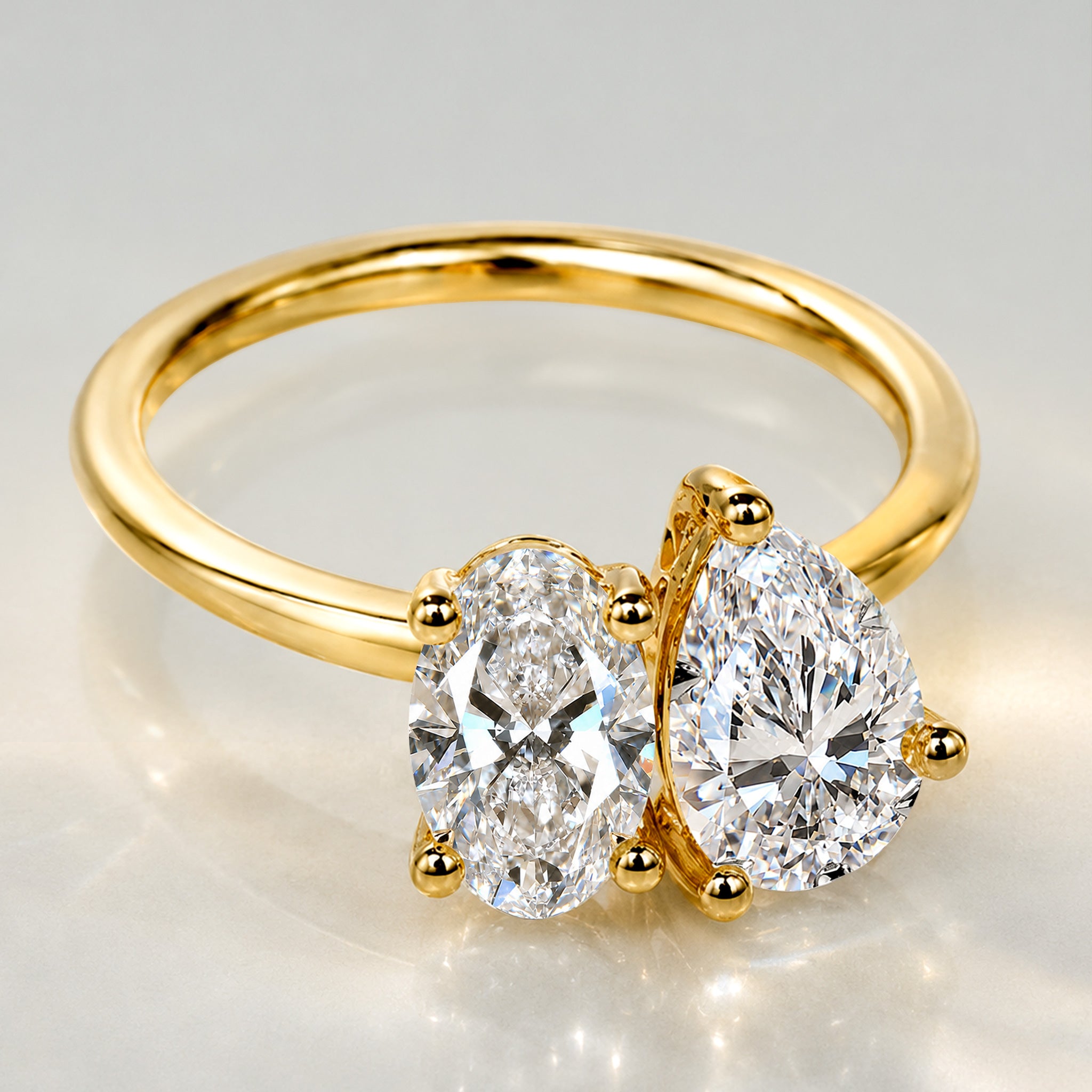 Modern Toi et Moi Design Oval Cut And Pear Cut Lab Grown Diamond Engagement Ring #MCERL0108