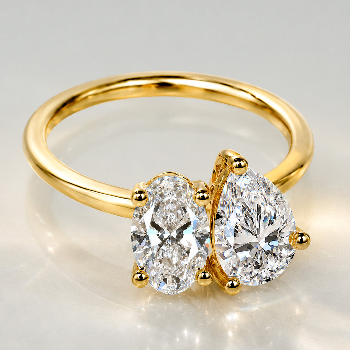 Modern Toi et Moi Design Oval Cut And Pear Cut Lab Grown Diamond Engagement Ring #MCERL0108