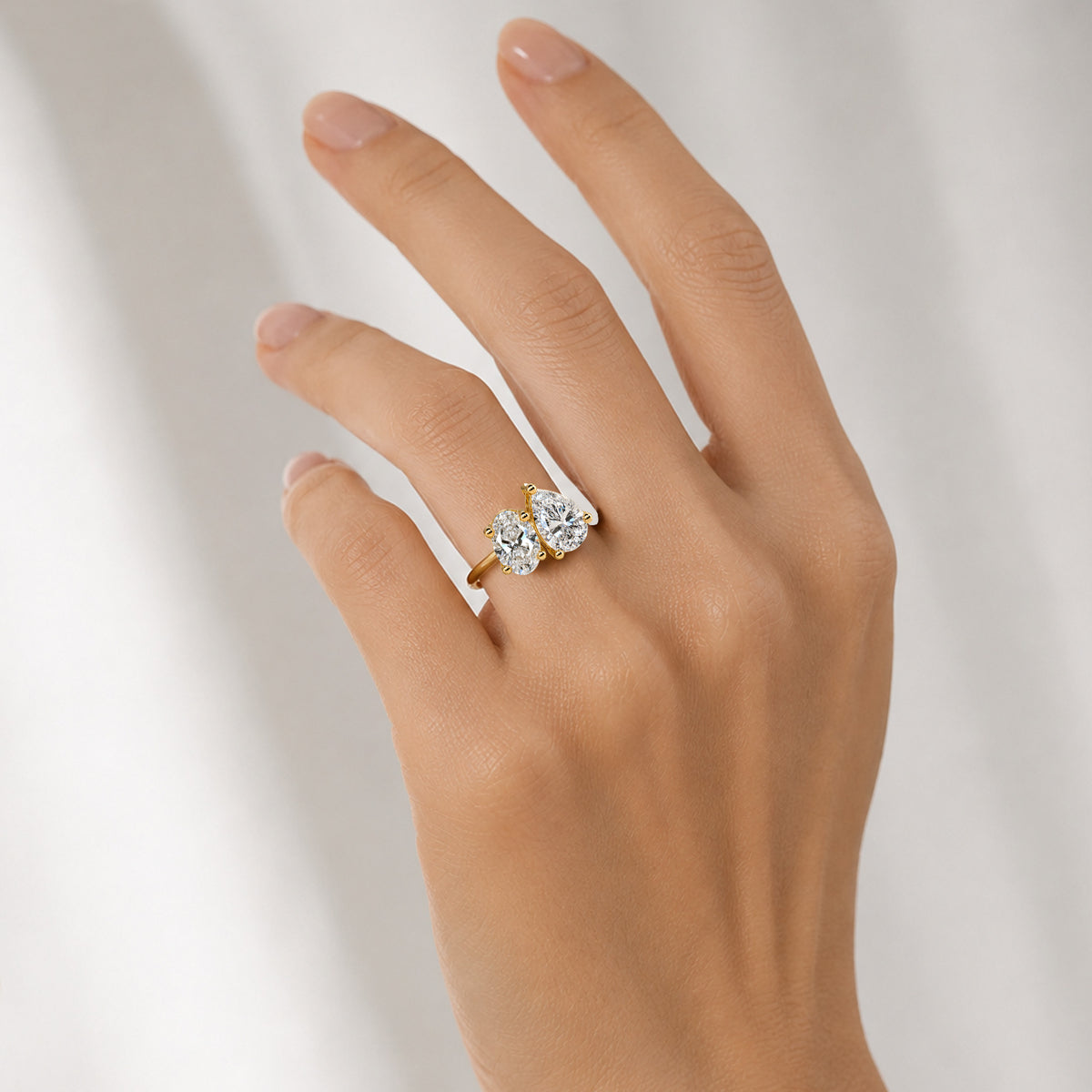 Modern Toi et Moi Design Oval Cut And Pear Cut Lab Grown Diamond Engagement Ring #MCERL0108
