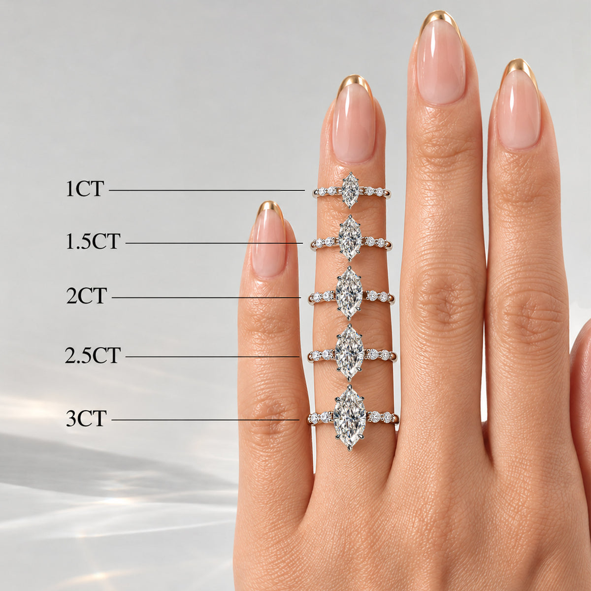 Hidden Halo Design Marquise Cut Lab Grown Diamond Pave Shank Engagement Ring With Round Cut And Marquise Cut Accent Stones #MCERL0119