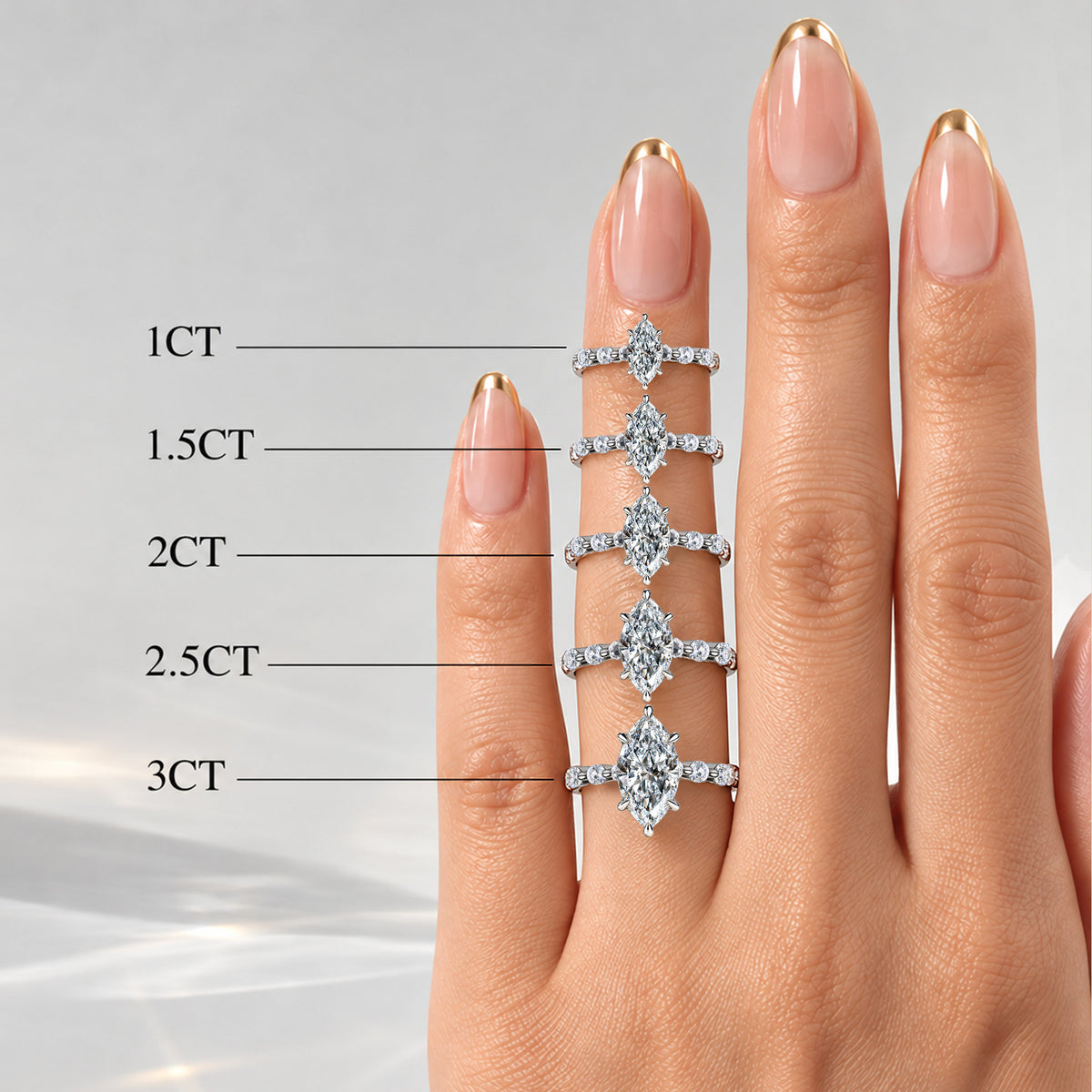 Modern Design Marquise Cut Lab Grown Diamond Pave Shank Engagement Ring With Round Cut Accent Stones #MCERL0124