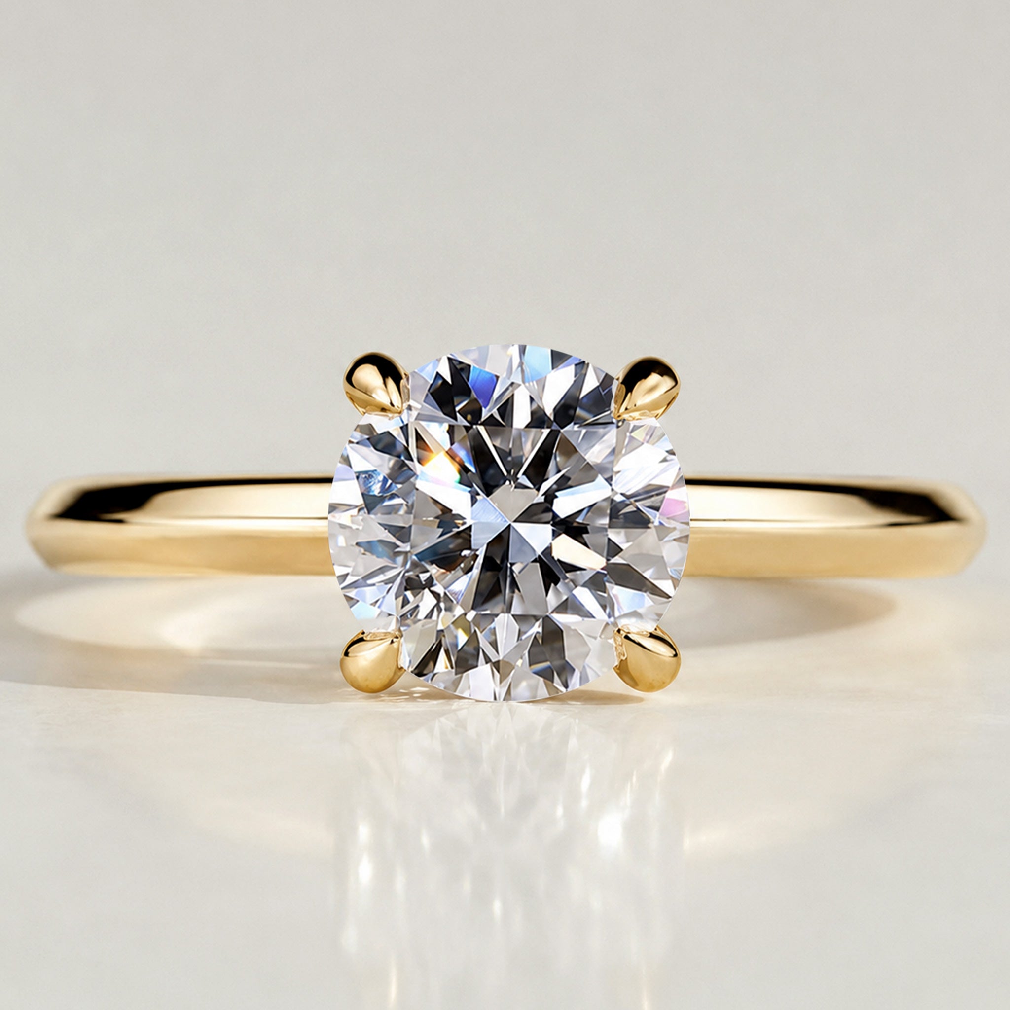Modern Minimalist Design Round Cut Lab Grown Diamond Knife Edge Shank Engagement Ring #MCERL0132